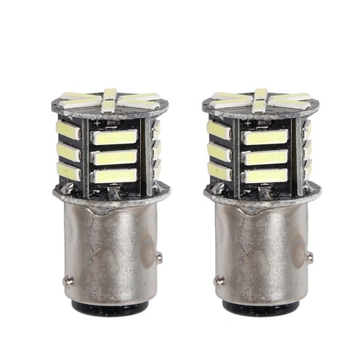 [PT200522X2] 2 Pezzi Lampada LED BAZ15D S25 P21/5W 21 SMD 5730 12V 300lm 1W/2.5W Doppio Filamento Bianco Piedi Sfalsati 42mm