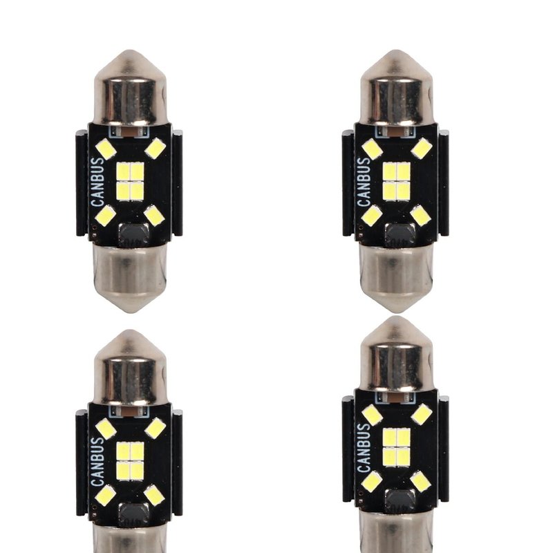 [PT200457X4] 4 Pezzi Lampada Led Siluro 31mm Canbus T11 SV8.5 C5W C10W 8 SMD 2016 12V 24V 2.5W 380lm Bianco 6500K per Auto e Camion