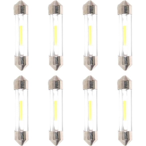 [PT200352X4] 8 Pezzi Lampada Led Siluro 41mm T11 SV8.5 COB C5W C10W 12V 1W 100lm Bianco Freddo 6500K