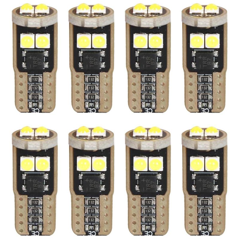[PT200434X4] 8 Pezzi Lampada Led T10 W5W 6 SMD 3030 12V 1.2W 180lm Bianco Freddo 6500K 26mm
