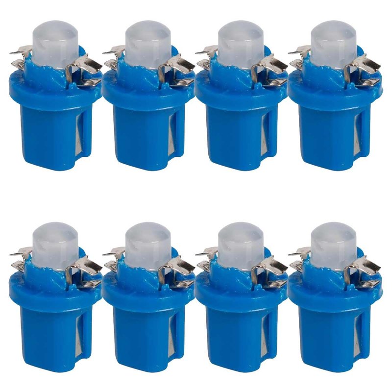 [PT200475X4] 8 Pezzi Lampada Led T5 B8.5D 1 COB 12V 0.6W 40lm Luce Blu 18mm Luci Cruscotti e Strumentazioni B8,5D