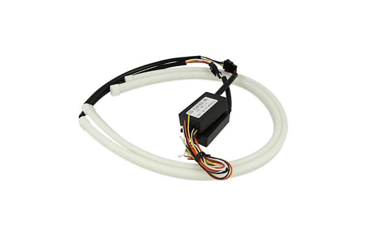 [LN608WY] Kit Tubo Neon Striscia Led Auto 60cm X2 Bicolor Flessibile Freccia Sequenziale Arancione e DRL Luce Diurne Bianco Style Audi VW GTI R-LINE