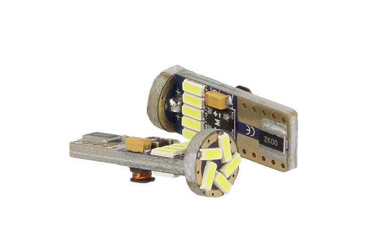 Lampadina Led Canbus T10 W5W 15 Smd 4014 Bianco No Errore Check Luci 12V Senza Polarità