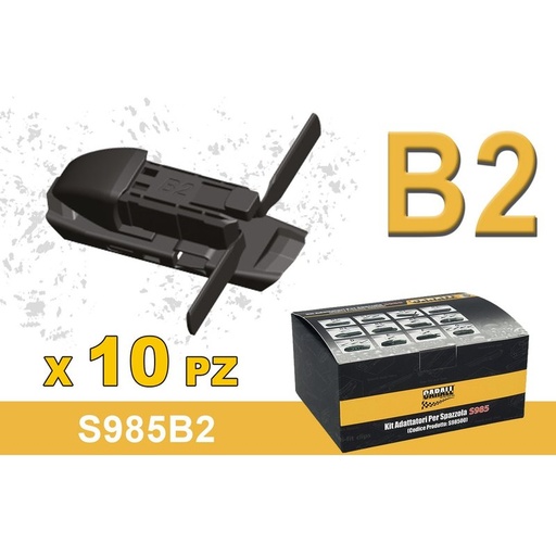 [S985B2] Kit 10 Attacchi B2 Per Spazzole Tergicristallo S985 Flat e T191 Ibrida