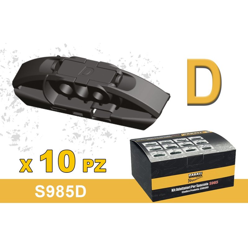 Kit 10 Attacchi D Per Spazzole Tergicristallo S985 Flat e T191 Ibrida