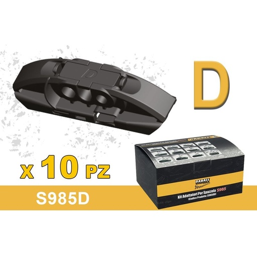 [S985D] Kit 10 Attacchi D Per Spazzole Tergicristallo S985 Flat e T191 Ibrida