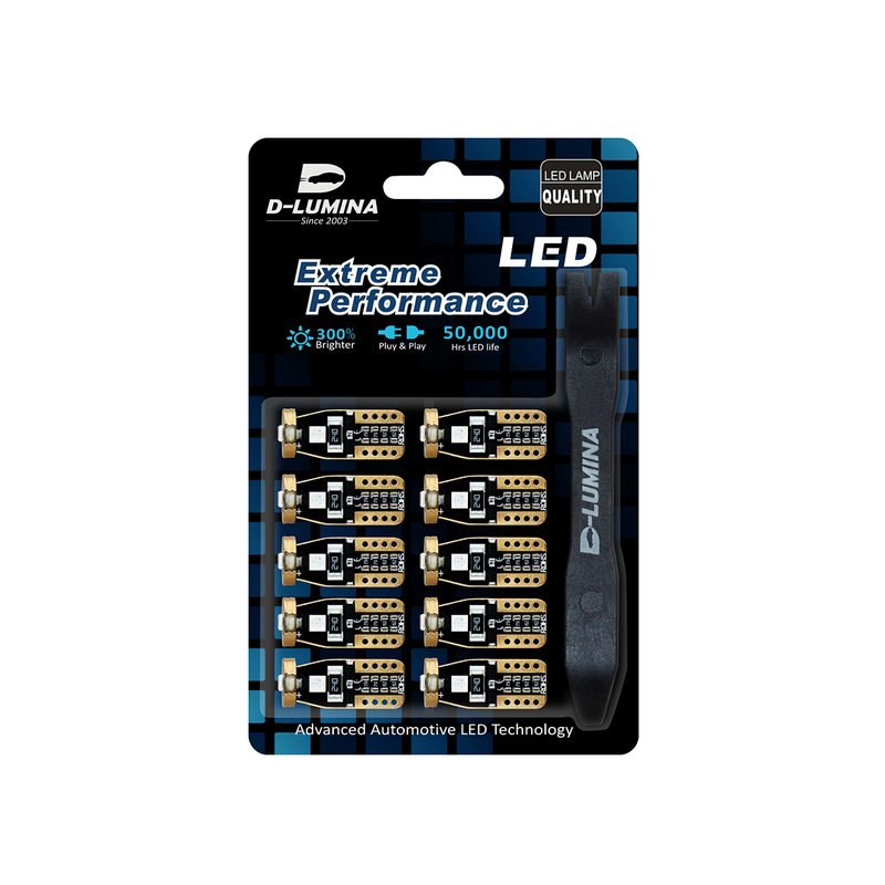 [LSD9103G] 10 Lampada Led T10 W5W Canbus 12V 3 SMD 3030 Green Verde + Leva Rimozione Antigraffio