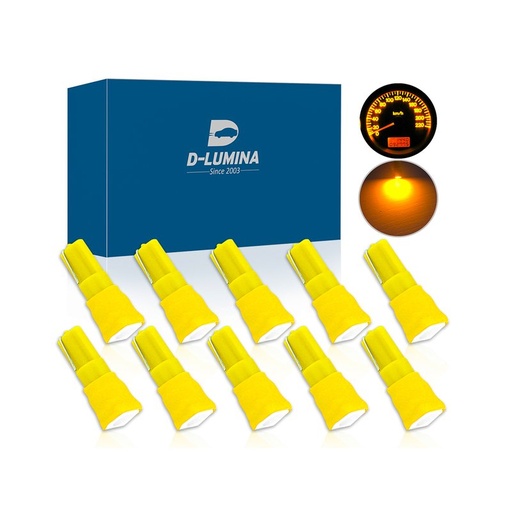 [LSD9503] 10 Lampadine Led T5 12V W1,2W Colore Giallo Arancione Con Smd 5050 Luci Cruscotto