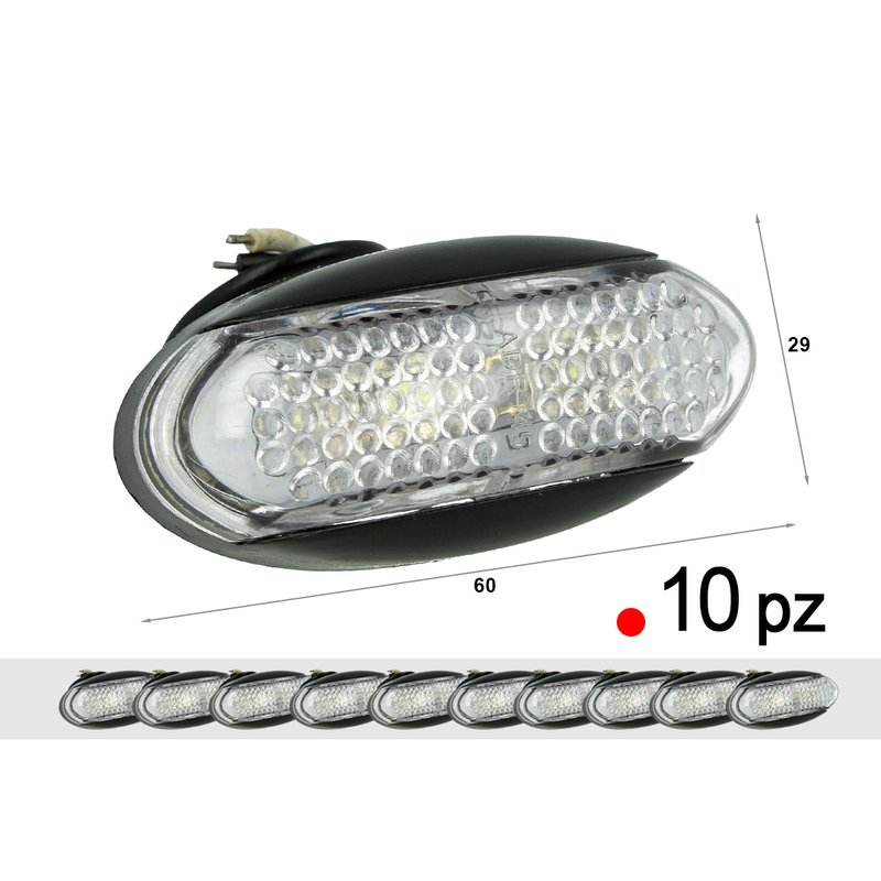 [TF2406R] 10 Pezzi Fanali Laterali LED 12V 24V Rosso Luce Ingombro Cortesia Targa Camper