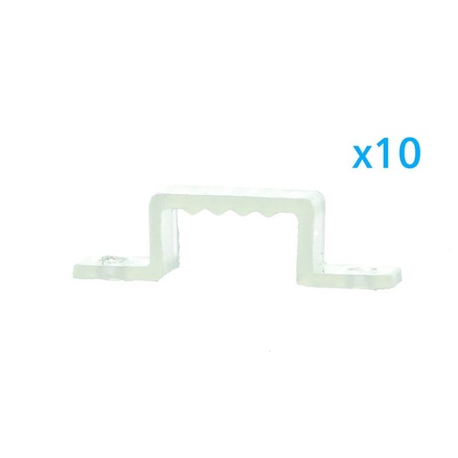 [CL2200147] 10 PZ Clip Fissaggio Rigido 14x7 mm per Bobina Striscia Led Impermeabile