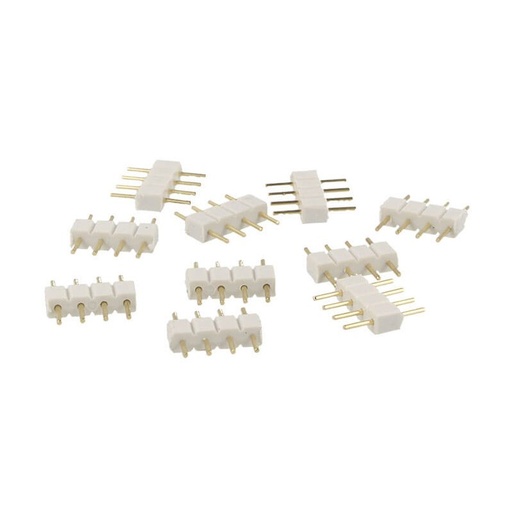 [CL1112] 10 PZ Spina Colore Bianco Maschio 4 Pin Per Collegamento Striscia Led RGB Centralina Controller RGB