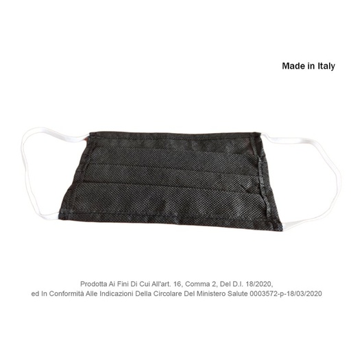 [AAA12BLACK] 12 Pezzi Mascherina Tessuto TNT Colore Nero Made in Italy