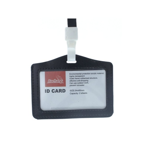 [AU700033] 12 Pezzi Porta Badge Con Corda In Pelle PU Nero Interno 85X54mm