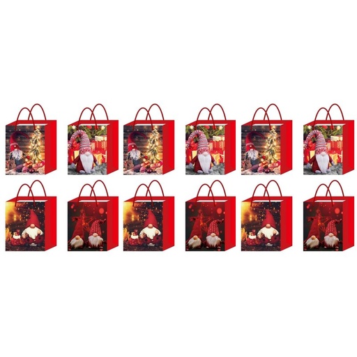 [NN366030X12] 12 Pezzi Sacchetti da Regalo Per Natale Buste Borse Regalo Verticale Babbo Natale 55X40X15cm Manico In Corda