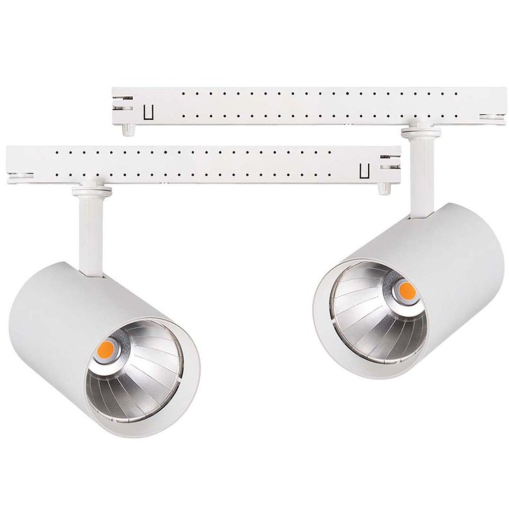Kit 2 Faretti LED Binario Trifase 30W 4000lm CRI>90 UGR<19 120° Bianco 3000K/4000K