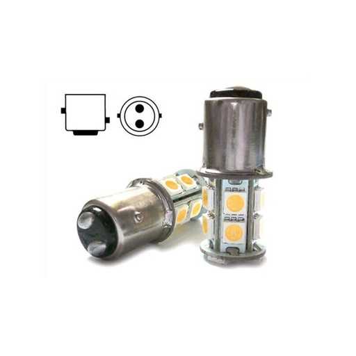 [LS1593C] 2 Lampade LED Barca BAY15D Bianco Caldo 12V 24V 3W No Polarità 13 SMD 5050 G18,5