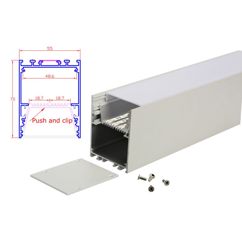 [BA5570WM2] 2 Metri Profilo Alluminio Moderno Colore Bianco Per Fare Plafoniera Led Lineare