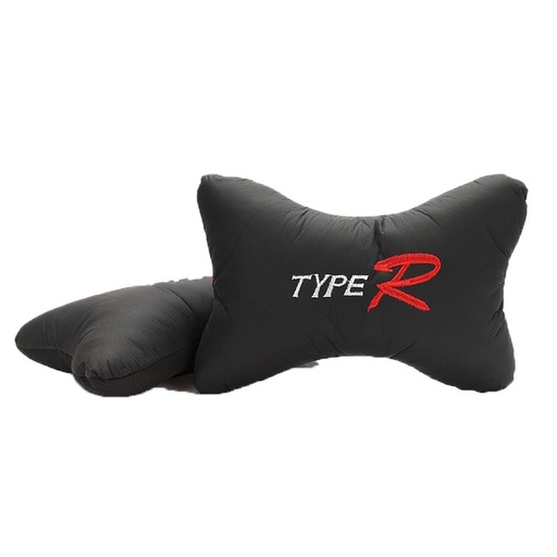 [PT301433] 2 Pezzi Cuscini Poggiatesta Auto Ergonomici e Traspiranti Colore Nero Scritta Type R