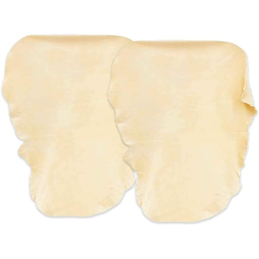 [PM360288] 2 Pezzi Spugna Panno Vera Pelle di Daino Camoscio Scamosciata Forma Irregolare 40x50cm