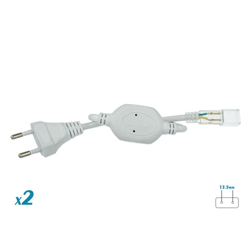 [CL2202213] 2 PZ Spina Alimentatore Trasformatore Raddrizzatore 2 Pin Passo 13,5mm Adattatore Per Bobina Striscia Led 220V Mono Colore Fino Massimo 50 Metri 500W
