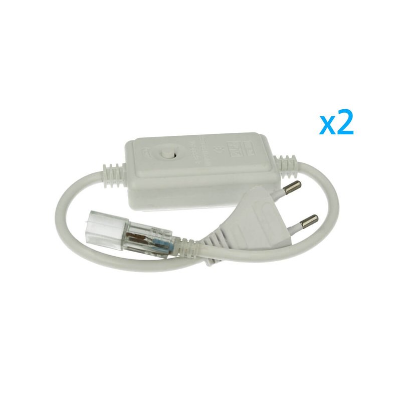 [CL2202809] 2 PZ Spine Alimentatore Trasformatore 2 Pin RGB Passo 6mm con Interruttore On Off e Controller 8 Programmi per Striscia LED 220V