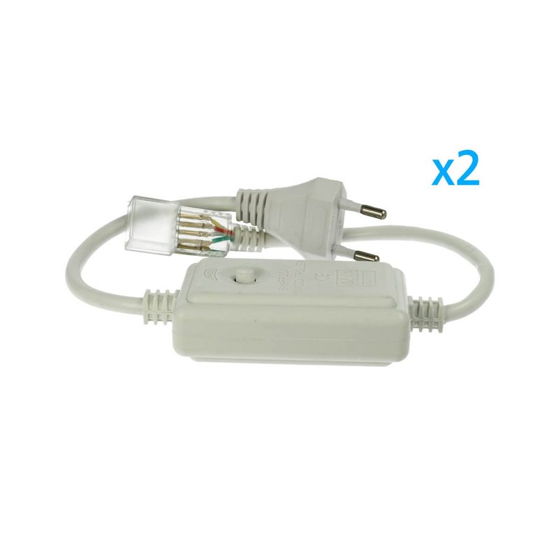 [CL2207809] 2 PZ Spine Alimentatore Trasformatore 4 Pin Passo 9mm per Bobina LED RGB 220V con Interruttore e Controller 8 Programmi