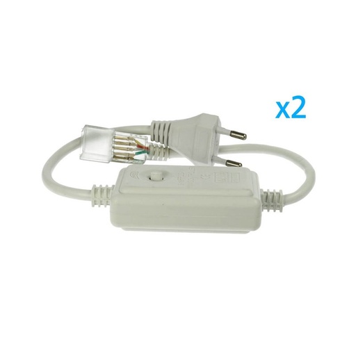 [CL2207809] 2 PZ Spine Alimentatore Trasformatore 4 Pin Passo 9mm per Bobina LED RGB 220V con Interruttore e Controller 8 Programmi