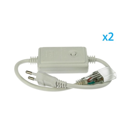 [CL2207813] 2 PZ Spina Alimentatore Trasformatore Raddrizzatore 4 Pin RGB Passo 13,5mm Con Mini Controller 8 Programmi Per Striscia Led RGB 220V