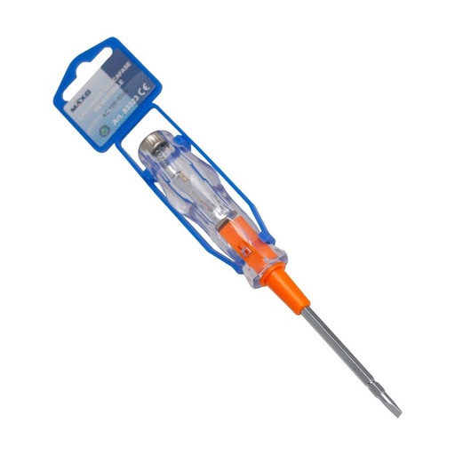 [AS83323] Cacciavite Cercafase 100–500V AC Punta 3mm Lunghezza 140mm con Indicatore al Neon, Impugnatura Isolata Trasparente, Tester di Tensione Professionale 
