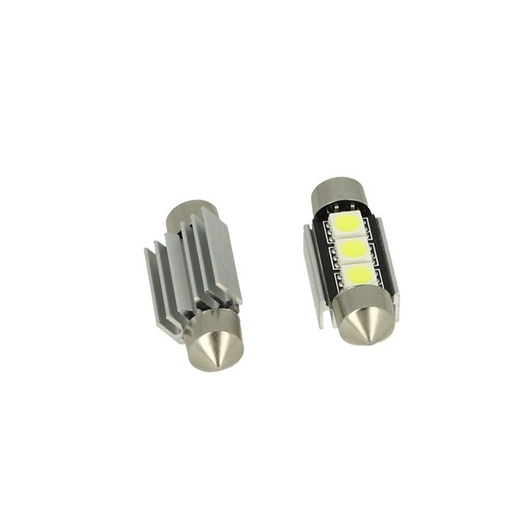 [LS3635R] 24V Lampada Led Siluro Canbus T11 C5W 36mm 3 SMD 5050 Colore Rosso Per Camion Bus Barca Con Dissipatore Alluminio