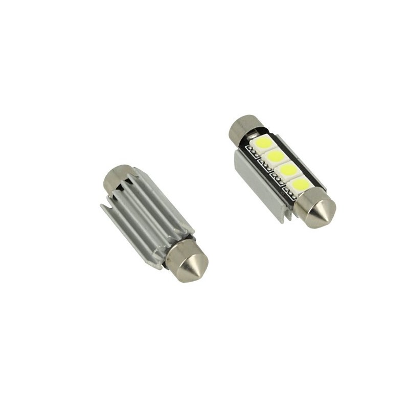[LS4245R] 24V Lampada LED Siluro Canbus T11 C5W 42mm 4 SMD 5050 Rosso con Dissipatore Alluminio per Camion Bus Barca