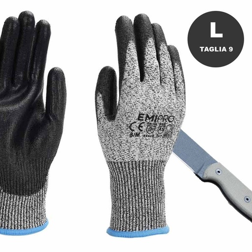 [AS314337] Guanti da Lavoro Livello 5 taglia L/9 colore nero/grigio