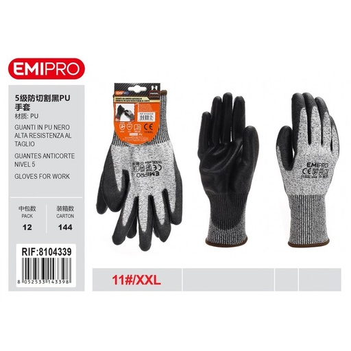 [AS314339] Guanti da Lavoro Livello 5 taglia XXL/11 colore nero/grigio