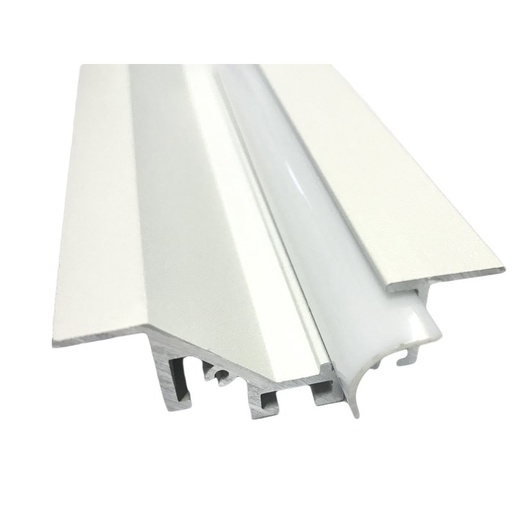 [BA5320WM3] 3 Metri Profilo Canalina Barra Alluminio Da Incasso Illuminazione Luce Asimmetrica Colore Bianco