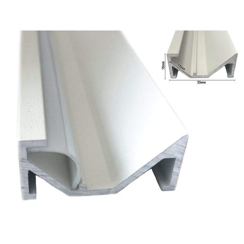 [BA3315WM3] 3 Metri Profilo Canalina Barra Alluminio Soffitto Illuminazione Luce Asimmetrica Bianco