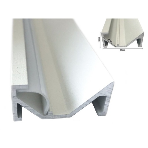 [BA3315WM3] 3 Metri Profilo Canalina Barra Alluminio Da Soffitto Illuminazione Luce Asimmetrica Colore Bianco