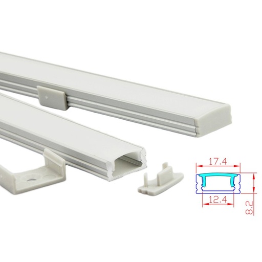 [BA1707WM3] 3 Metri Profilo Canalina Barra Alluminio Led Standard Colore Bianco