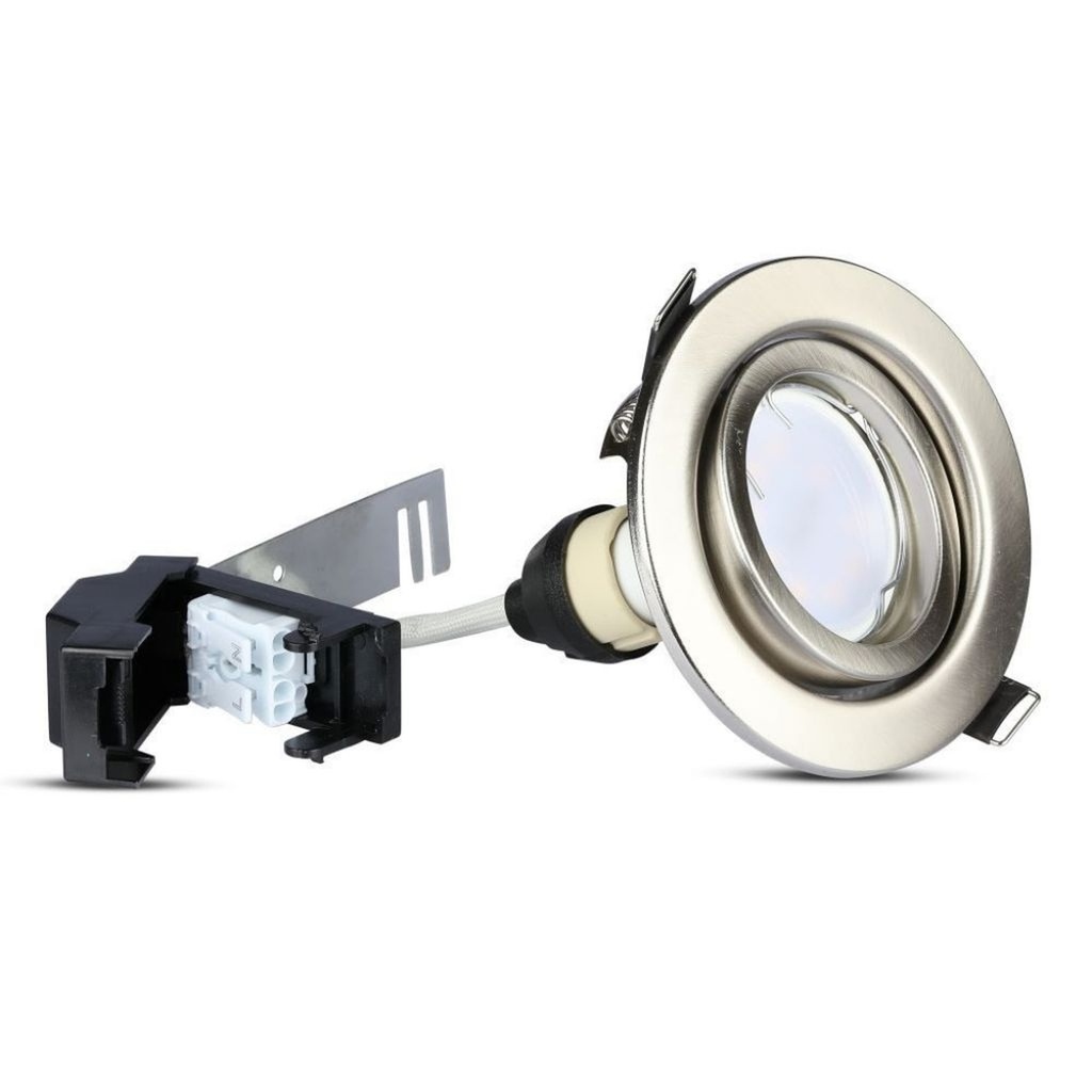 3 PZ Faretti LED Incasso Rotondo Orientabile 5W Carcassa Nichel Satinato con Lampada GU10 Sostituibile