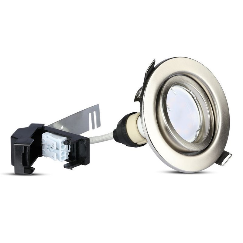 3 PZ Faretti LED Incasso Rotondo Orientabile 5W Carcassa Nichel Satinato 6400K Freddo con Lampada GU10 Sostituibile SKU 8886