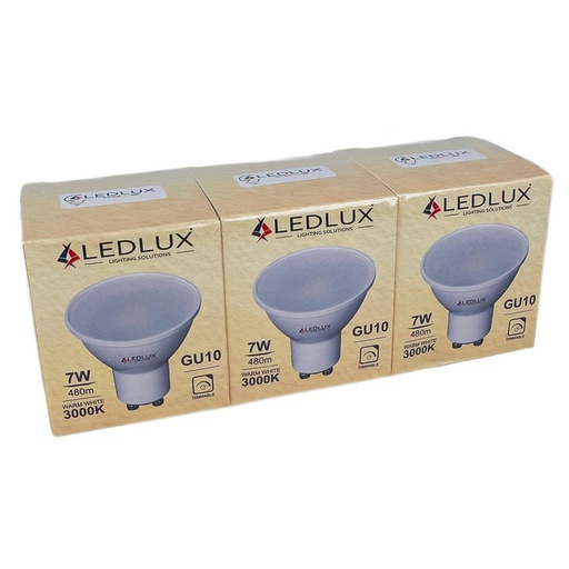 [GU10907CX3] 3 PZ Lampadina LED GU10 Dimmerabile Triac 7W 220V Bianco Caldo 3000K 570 Lumens
