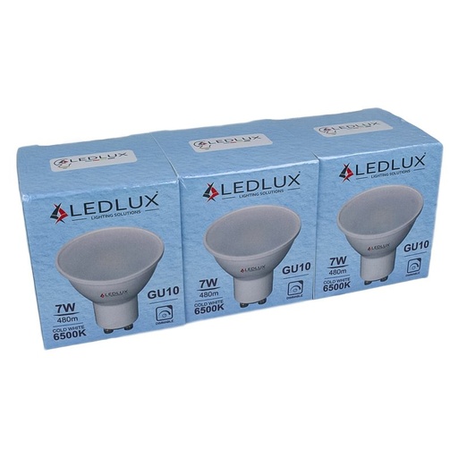 [GU10907FX3] 3 PZ Lampadina LED GU10 Dimmerabile Triac 7W 220V Bianco Freddo 6500K 570 Lumens