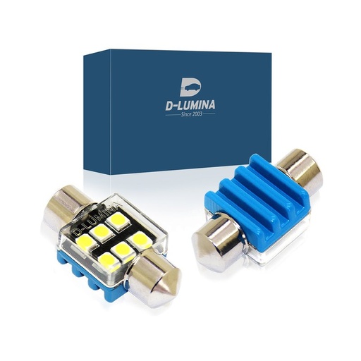 [LSD9131] 4 Lampade LED T11 Canbus 31mm 12V 2W con 6 SMD 3030 Bianco 6000K No Polarità