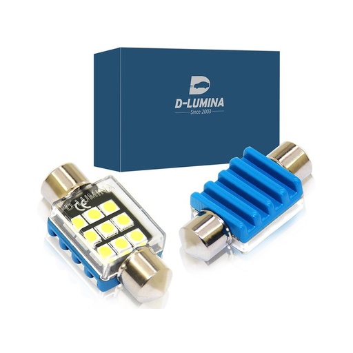 [LSD9136] 4 Lampade LED T11 Canbus 36mm 12V 2W con 6 SMD 3030 Bianco 6000K No Polarità