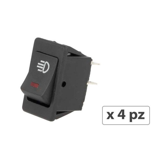 [AL1014] 4 PZ Interruttore Bilanciere Quadrato On Off Push Button 4 Pin con Led Spia Rosso 12V Auto Barca Foro 20x28mm