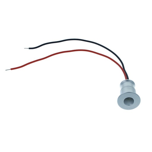 [FP115120SC] 4 PZ Mini Faretto Led Da Incasso 1W DC 12V Caldo 3000K Carcassa Argento Angolo 120 Gradi Foro 15mm 20X25mm