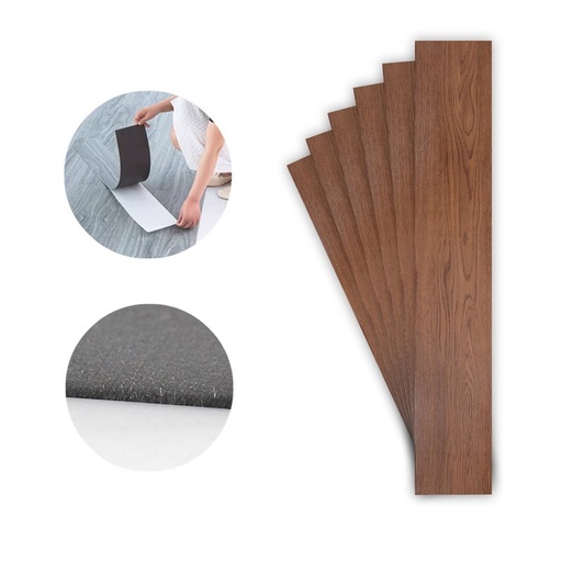 [AB483171X6] 6 piastrelle adesive pavimento PVC 914x152 mm, effetto legno parquet