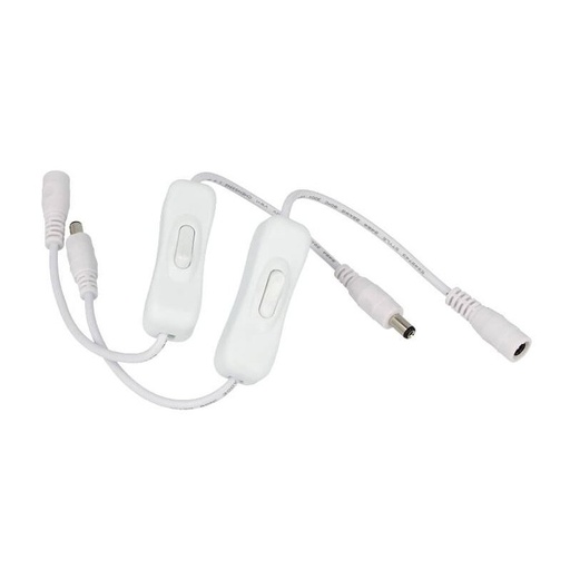 [CL7622] 2 PZ Interruttore ON/OFF Colore Bianco Con Cavo Presa Femmina e Spina Maschio DC JACK 5,5mm x 2,1mm Per Alimentazione