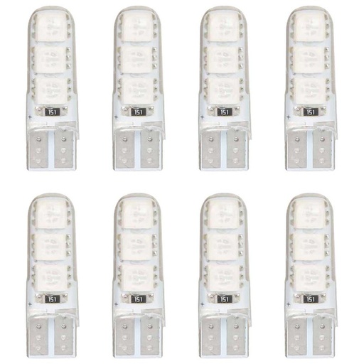[PT200427X4] 8 Pezzi Lampada Led T10 W5W  6 SMD 5050 12V 0.8W 60lm Colore Rosso 34mm
