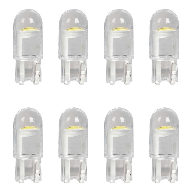 [PT200423X4] 8 Pezzi Lampada Led T10 W5W 1 COB 12V 0.6W 60lm Bianco Freddo 6500K 23mm