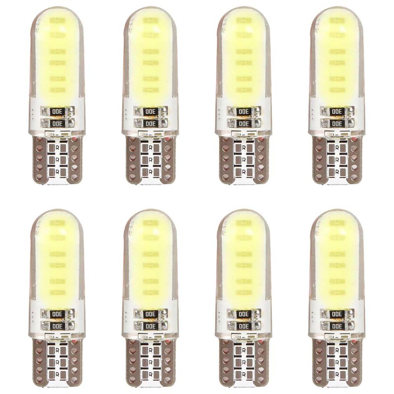 [PT200428X4] 8 Pezzi Lampada Led T10 W5W 10 COB 12V 0.8W 40lm Bianco Freddo 6500K 32mm